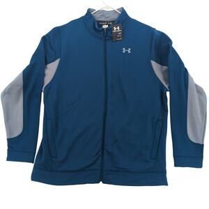Under Armour Jacket Mens 2XL Blue ColdGear Full Zip Fleece Lined Performance NWT